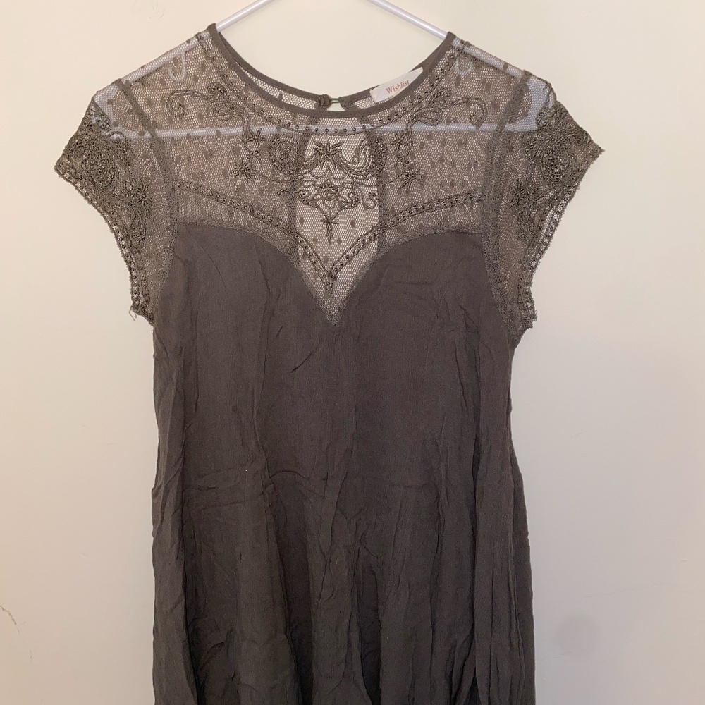 Olive green Size Large short dress/tunic/long shirt